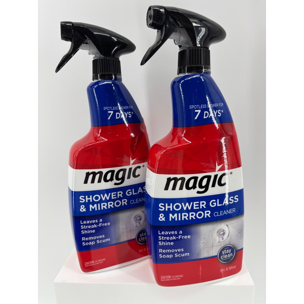 Magic Shower Glass & Mirror Cleaner 28oz‎ Stay Clean Technology 2 Pack Spray